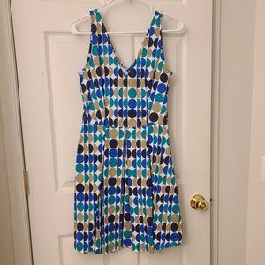 Banana Republic Pleated A-Line Stretch Cotton Dot Dress (Print; Size 6)